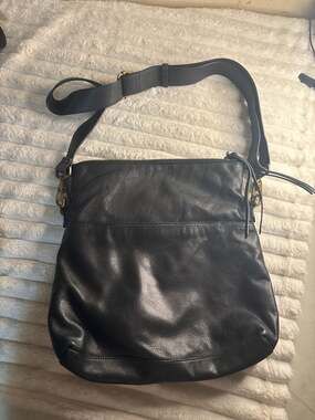 Margot New York Black Supple Leather Crossbody Bag with Brass Hardware